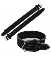 Genuine Leather Gym Power Heavy Duty Weight Lifting Bodybuildying Belt Black - SHH-00408